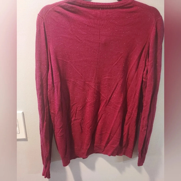 Nicole Miller Original Wine and Silver Sparkle Button Up Long Sleeve Cardigan XL - Picture 9 of 10